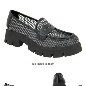 BCBG Rama mesh platform penny loafers